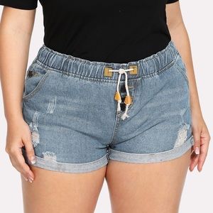 Drawstring denim shorts